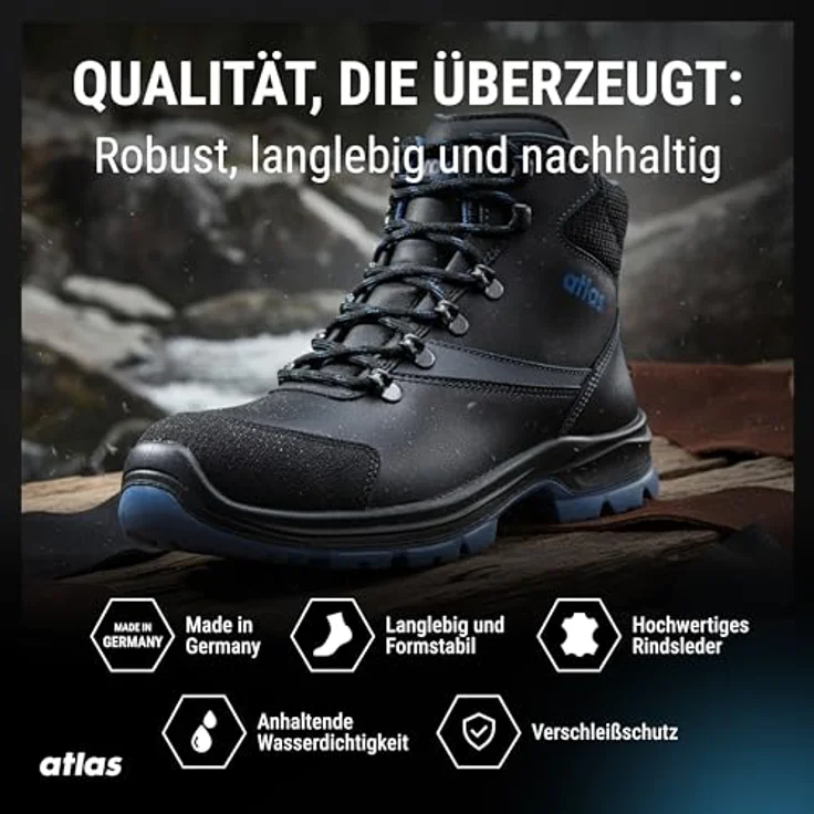 Atlas Alu-Tec 735 XP ESD S3, knöchelhoher Sicherheitsschuh mit aluminiumfreier Durchtritthemmung, 3D-Dämpfungssystem, Waterproofleder, Größe 36 W10 – Bild 6