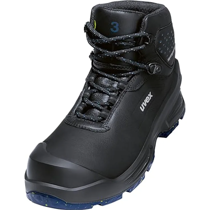 Uvex Sports uvex 3 MACSOLE Stiefel S7 68632, schwarze Sicherheitsschuhe mit hitze-, chemikalien- und schnittbeständiger MACSOLE Gummilaufsohle, Weite 11, Größe 43