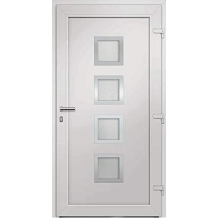 vidaXL Haustür mit Handgriff-Set, weiß, 108x200 cm, inkl. 3 Schlüssel und Montageset, Aluminiumrahmen, 5-Pilzkopfverriegelung, Isolierverglasung – Bild 4