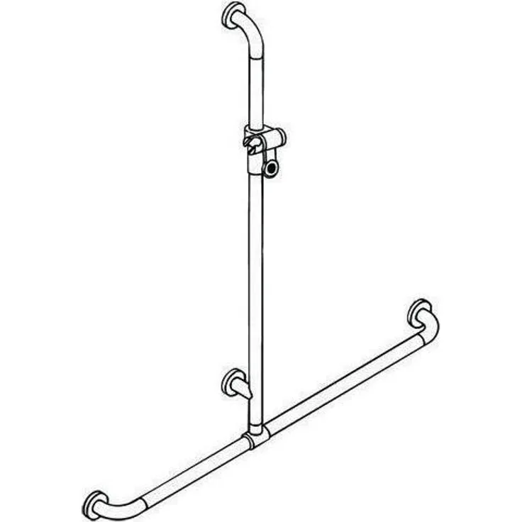 HEWI 801.35.410 Duschhandlauf, 1100 mm mit verschiebbarer Brausehalterstange, korrosionsgeschützter Stahlkern, ideal für Einhängesitze und Duschen