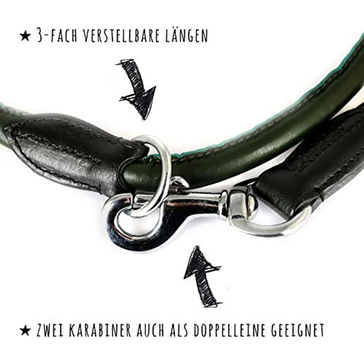 MONKIMAU Hundeleine Führleine aus echt Leder verstellbar, 12mm dick und 2m lang, braun – Bild 4