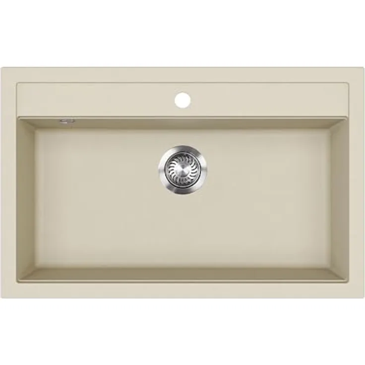 Bergström Spülbecken "Sydney", Beige, Einbauspüle, 80 x 51 cm, 20 cm tief, pflegeleicht aus Quarz und Harzen