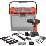 Black + Decker Akku-Schlagbohrschrauber BCKSB02, 18Volt, 2-Gang-Akkuschrauber mit LED-Arbeitslicht und 62-teiligem Zubehör-Set