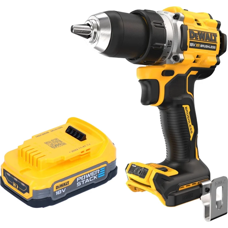 DeWalt DCD 800 N Akku Bohrschrauber, 18 V, 90 Nm, Brushless, 1x Powerstack Akku 1,7 Ah, ohne Ladegerät