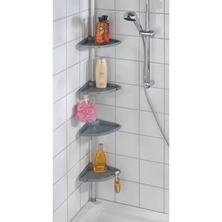 Wenko Teleskop-Duschecke 'Compact', 4 Ablagen, silber, universell einsetzbar in der Dusche und Badezimmer – Bild 2