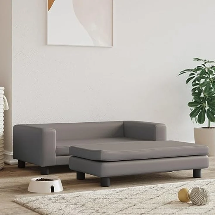 vidaXL Hundebett mit Verlängerung Grau 100x50x30 cm Kunstleder – Bild 2