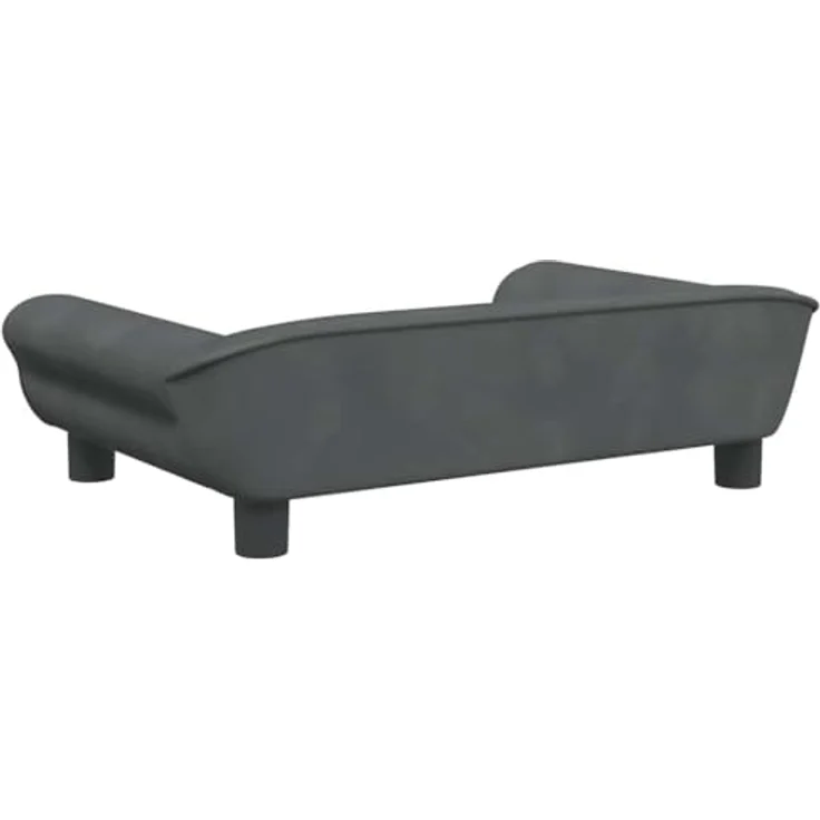 vidaXL Hundebett Dunkelgrau Samt, 70x48x22 cm, für kleine Hunde bis 50 kg, massives Kiefernholz – Bild 5