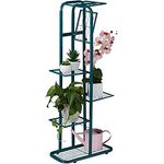 Relaxdays Blumentreppe Metall, 6-stufige Blumenetagere, außen & innen, HBT 107 x 44 x 24 cm, Pflanzenregal, grün
