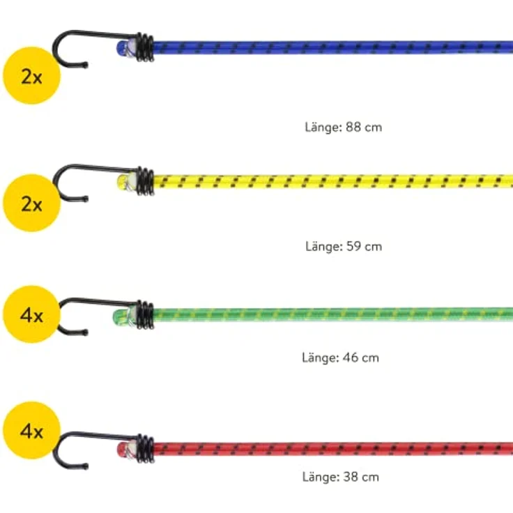 PRETEX Spanngummi mit Haken 12er-Set, hochbelastbare Gepäckspanner in 4 Längen mit starken Metallhaken, robust und reißfest für optimale Ladungssicherung – Bild 5