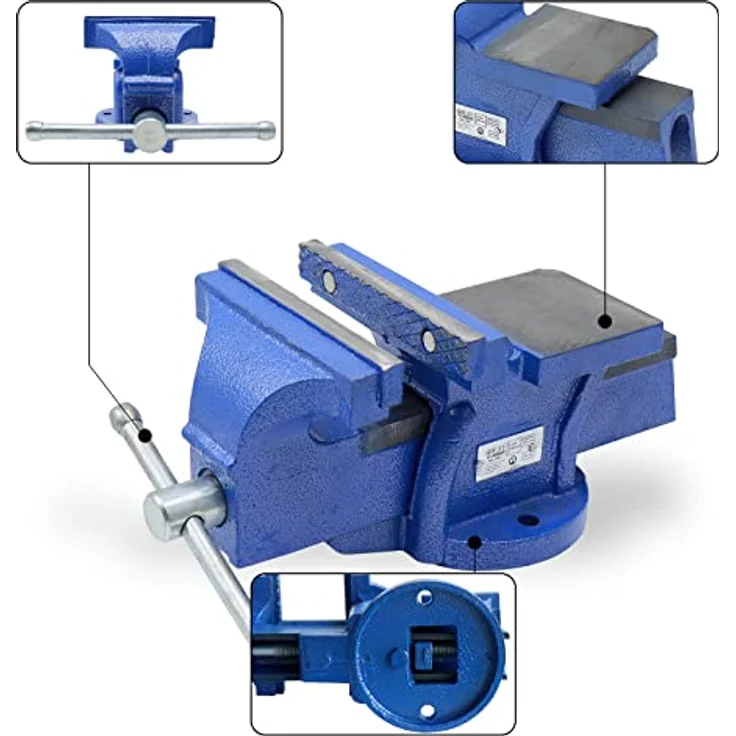 CCLIFE Schraubstock 100, 125mm Spannweite für Werkbank, feststehend aus Eisen – Bild 4