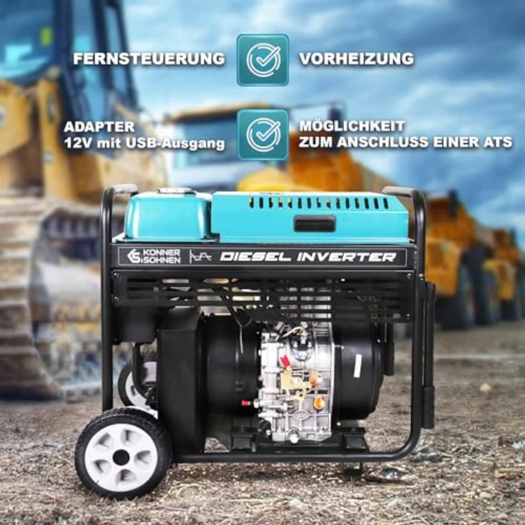 Könner & Söhnen Diesel-Inverter-Generator KS 9500iD ATSR, 10 kW, sinusförmige Ausgangsspannung, 3000 Betriebsstunden, ideal für empfindliche Elektronik – Bild 4