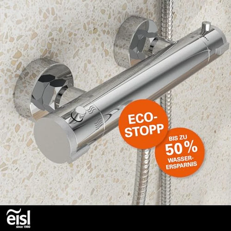 EISL CLAUDIO, Mischbatterie mit Thermostat, Thermostatarmatur mit Sicherheitssperre bei 38°C, Duscharmatur mit Wassersparfunktion, CLT168ACR, Chrom_2, Hochdruck – Bild 3