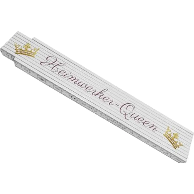 speecheese Bedruckter Meterstab aus Holz, Heimwerker-Queen mit Krone, rosa, 24x3,5 cm, 10 Gelenke