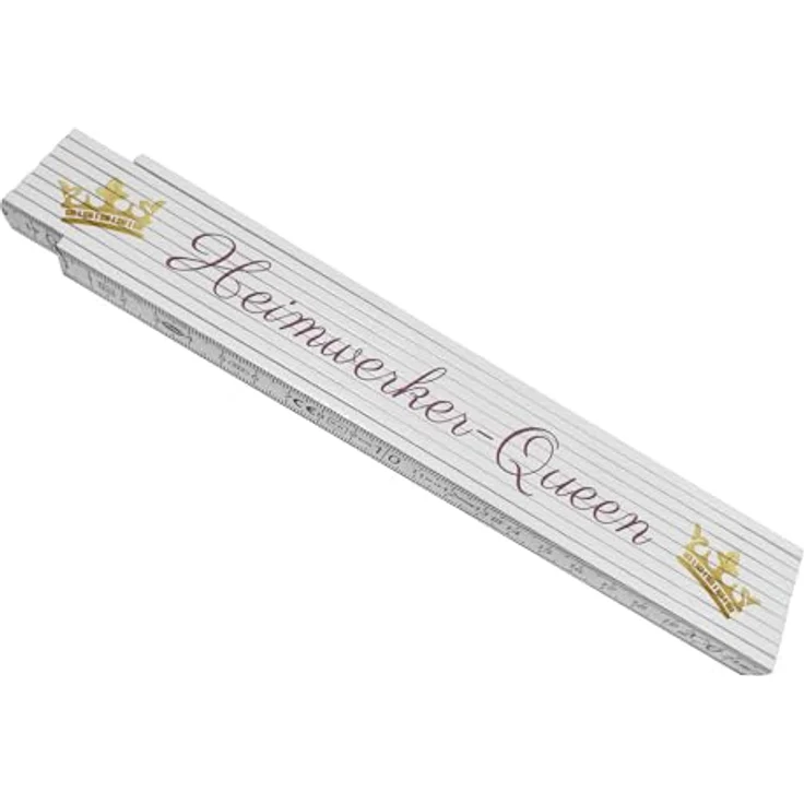 speecheese Bedruckter Meterstab aus Holz, Heimwerker-Queen mit Krone, rosa, 24x3,5 cm, 10 Gelenke – Bild 1