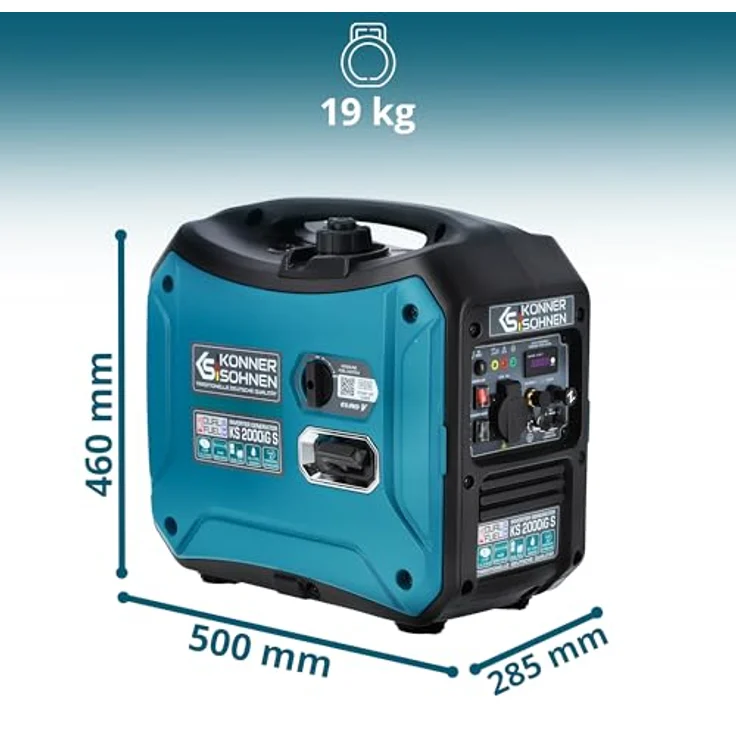 Könner & Söhnen KS 2000iGS Gas Benzin Stromaggregat 2000 Watt, leiser Betrieb, kompakte Bauweise, Notstrom – Bild 3