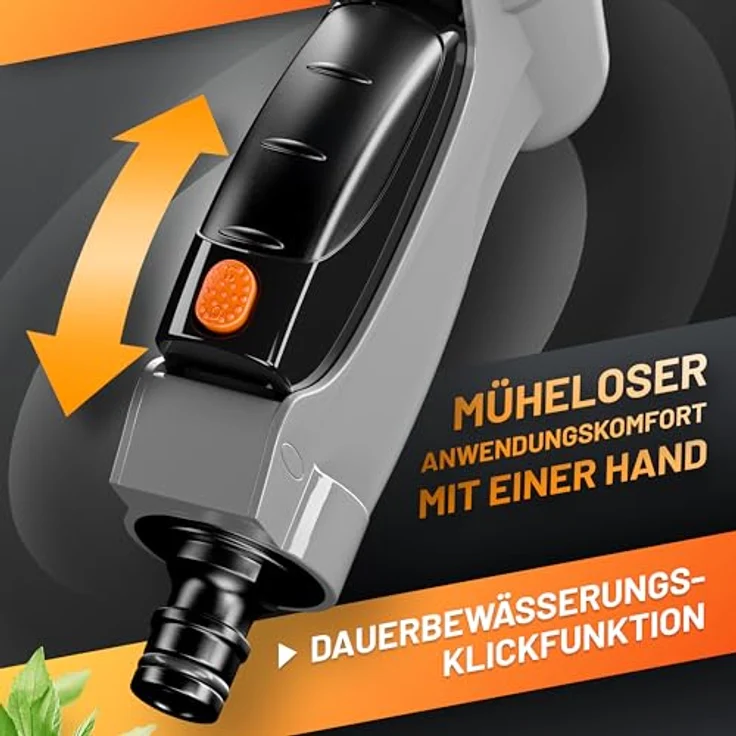 GRÜNTEK Garten-Handbrause, 7-Funktionen Multifunktions-Bewässerungspistole, ergonomischer Griff, stufenlos regulierbare Wassermenge, 150 g leicht – Bild 5