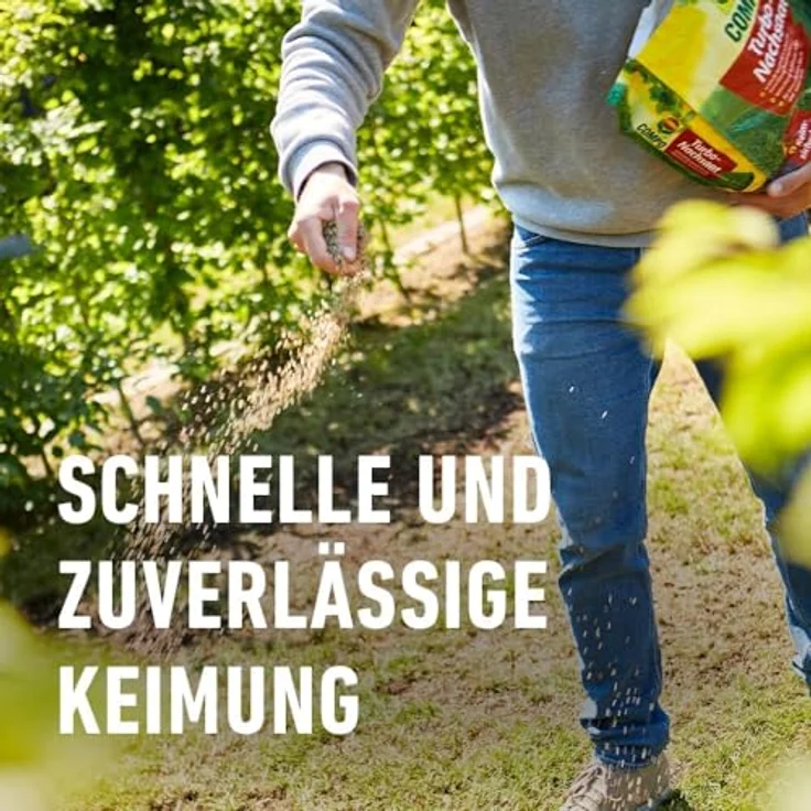 COMPO Turbo‑Nachsaat Premium Rasensamen, 5,0 kg für 250 m², schnellkeimend und strapazierfähig, ideal für kahle Stellen – Bild 2