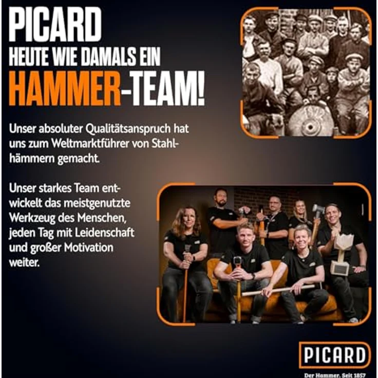PICARD EST 1857 Schlosserhammer 800g, handgeschmiedeter Spezialstahl, gewachster Hickorystiel in Geschenkverpackung – Bild 9