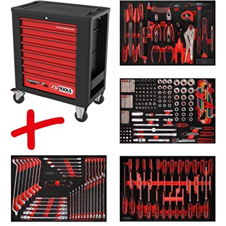 KS Tools Performanceplus Werkstattwagen-Satz P15 mit 241 Werkzeugen für 4 Schubladen