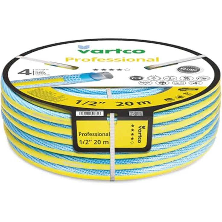 Vartco Professional 4-lagiger Gartenschlauch, flexibler Anti Twist Schlauch, UV-beständig, 25 Bar (1/2" 20m) – Bild 1
