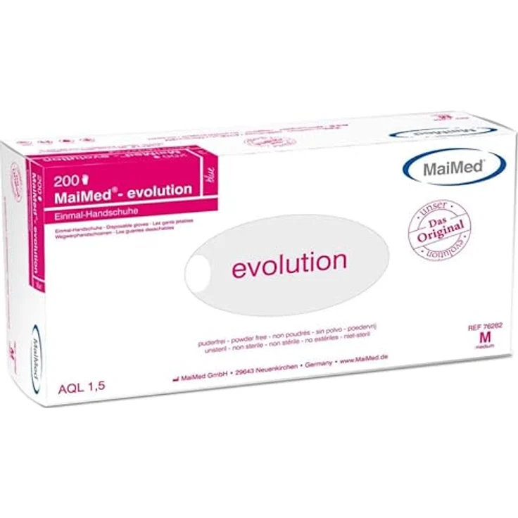 Maimed 76282 Evolution Einmalhandschuhe, Blau, Größe M, 2000 Stück