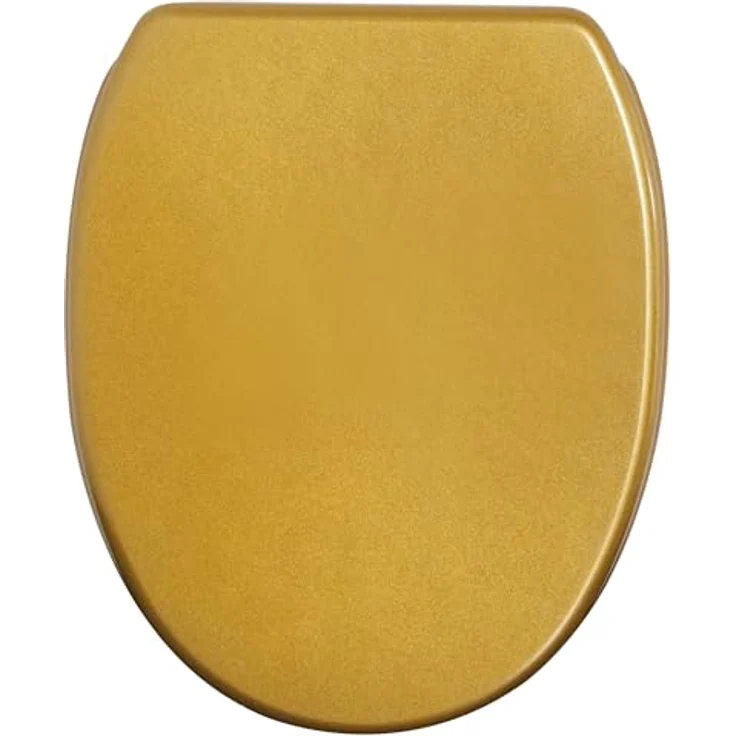 Sanilo WC Sitz Glitzer Gold, Toilettendeckel aus Holz mit Absenkautomatik und antibakterieller Oberfläche, passend für alle WC-Becken – Bild 2