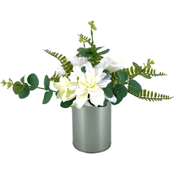 NTK-Collection Kunstblume weiße Jasmin in Vase Leilani, Höhe 28 cm, Naturgetreu nachgebildetes Blüten-Arrangement