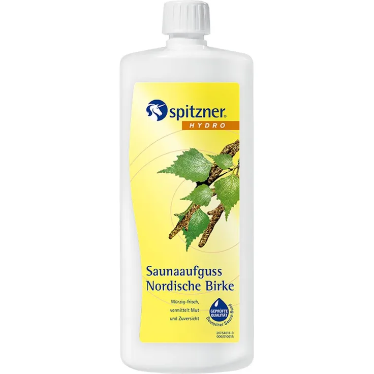 Spitzner Saunaaufguss nordische Birke Hydro, 1000 ml Konzentrat, würzig-frisch für Mut und Zuversicht