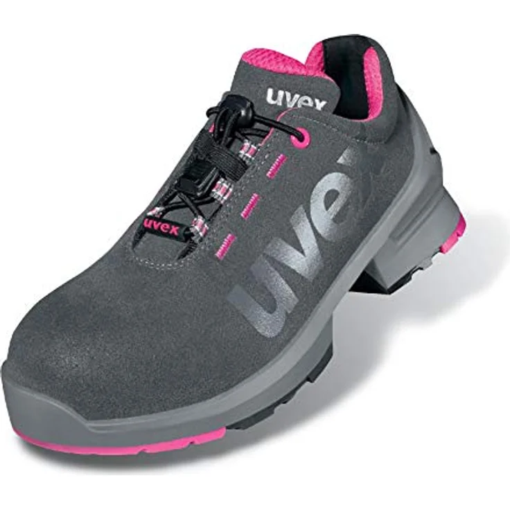 Uvex - 1 ladies Sicherheits-Halbschuh Gr. 42 W11 S2 ESD, grau/pink, mit metallfreier Zehenschutzkappe und atmungsaktivem Obermaterial – Bild 1
