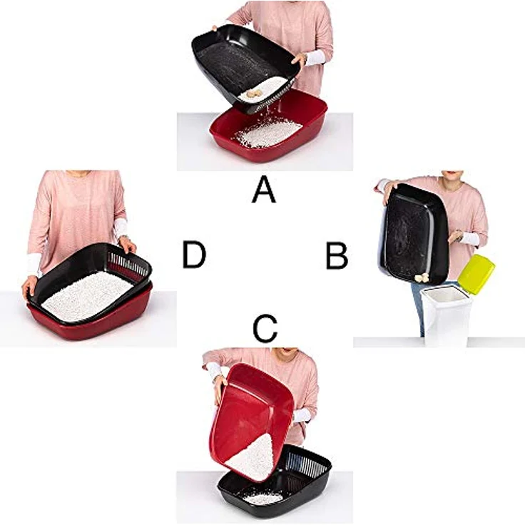 Ferplast Katzentoilette mit Deckel, Sieb-System MAGIX, stabiler Kunststoff, tiefer Boden, abgedunkelte Schwingtür, Bordeaux – Bild 4