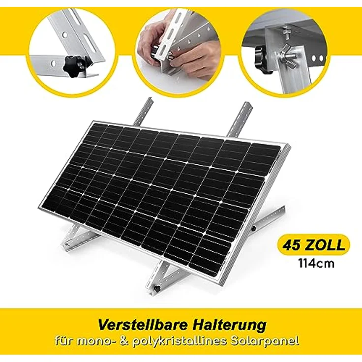 kupi 2 Sets Solarpanel Halterung Balkonkraftwerk | Solarmodule bis 114cm | Verstellbar 0-90°, Aluminiumlegierung, robuste Konstruktion – Bild 2