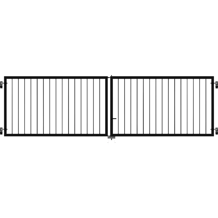 Plus Doppeltor Basic Stahl 300 × 85 cm, schwarzes Doppeltor mit feuerverzinkter und pulverlackierter Oberfläche