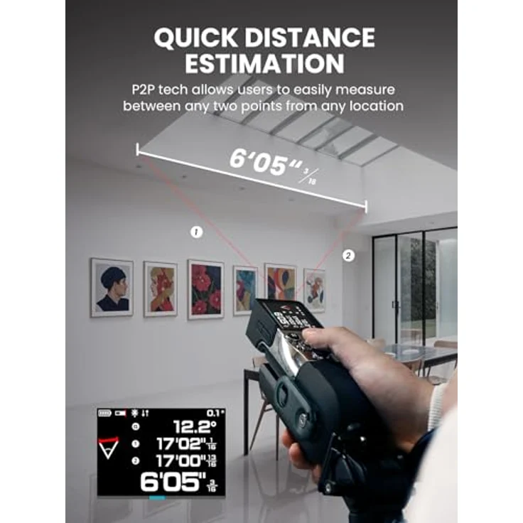 MiLESEEY XTape 1 Laser Entfernungsmesser, 100m digitales Maßband mit OLED Display, P2P und App für präzise Pythagoras- und Flächenmessung – Bild 7