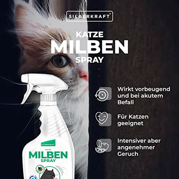 Silberkraft Milbenspray Katze 500 ml, effektiver Schutz für Katzen vor Milben, schnellwirkend und zuverlässig – Bild 2