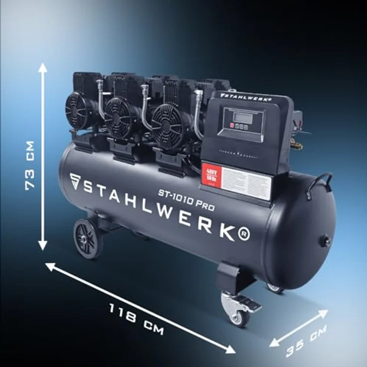 STAHLWERK Kompressor ST-1010 Pro, ölfrei, 120 L Kesselvolumen, 5,91 PS, 750 l/min, 72 dB Lautstärke – Bild 7