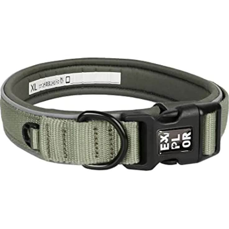 duvoplus, Ultimatives breites Halsband mit reflektierenden Nähbändern, Ultimate Fit Comfy Classic, Größe S – 34 – 38 cm, Undercover Green, für Hunde, widerstandsfähige Materialien, schnelltrocknend