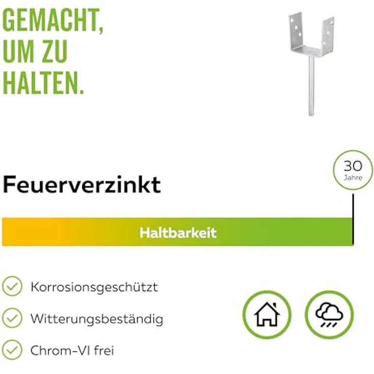 U-Pfostenträger ETA-10/0210 101x100x200x60mm TZN m.Betonanker a.Riffelstahl GAH – Bild 4