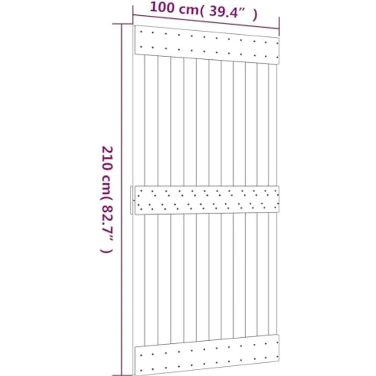 vidaXL Schiebetür Natürlich & Weiß, 100 x 210 cm, Massivkiefer mit pulverbeschichtetem Stahlrahmen, platzsparende Trennwand für Wohnzimmer und Flur – Bild 3