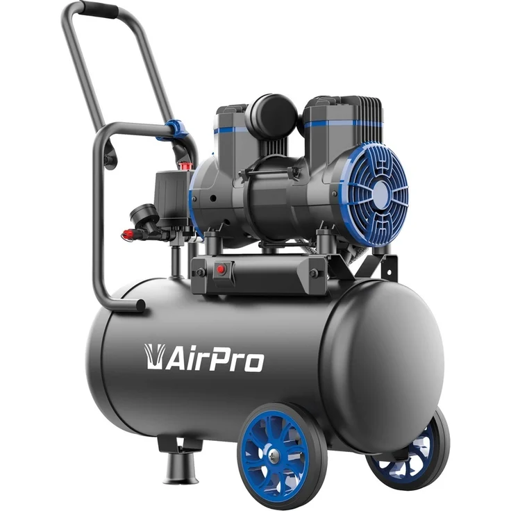 DeTec Geräuscharmer Ölfreier Luft-Kompressor mit 24L Kessel 250 L/min 8 bar, weiß