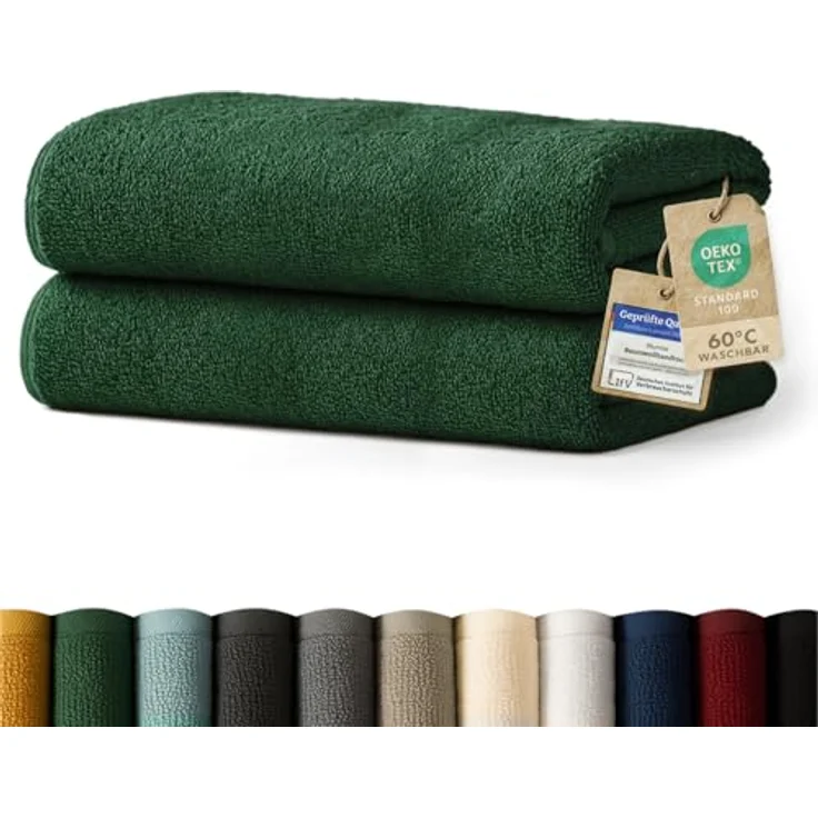Blumtal Saunatuch Dunkelgrün 80x200 cm, Oeko-Tex® Standard 100, 100% Baumwolle, 500 g/m², praktische Aufhängeschlaufe – Bild 1
