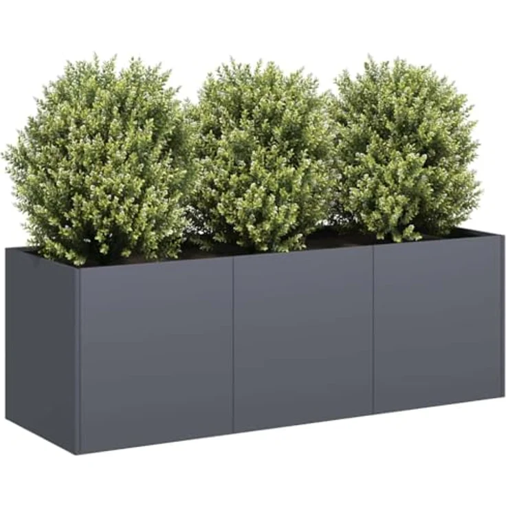 vidaXL Pflanzkübel Anthrazit 120x40x40 cm Kaltgewalzter Stahl, Garten-Pflanzgefäß mit viel Platz und erhöhter Stabilität – Bild 2