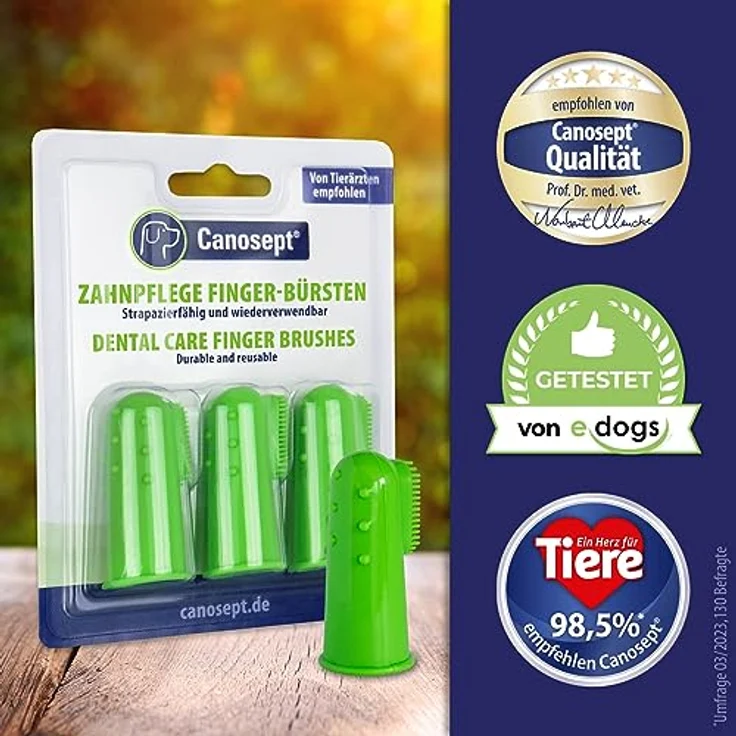 Canosept Fingerlinge Hunde Zahnpflege 3 Stück - Zahnpflege Hund - Zahnsteinentferner Hund - Hundezahnbürste - Zur Reinigung & Hunde Zahnpflege - Mundgeruch Hund - optimale Hunde Zahnpflege – Bild 2