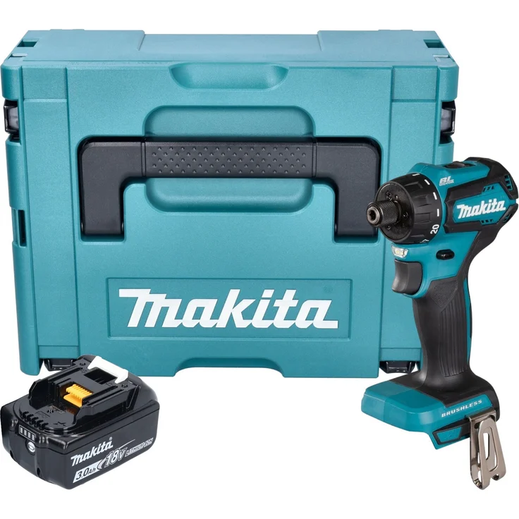 Makita DDF 083 F1J Akku Bohrschrauber 18 V 40 Nm 1/4'' Brushless + 1x Akku 3,0 Ah + Makpac - ohne Ladegerät
