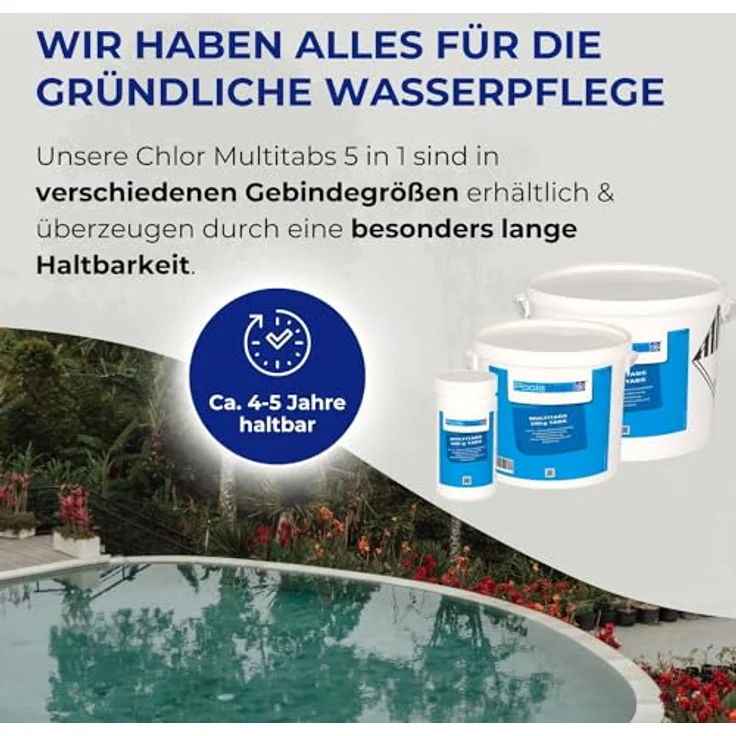 3 kg - PoolsBest® Chlor Multitabs 5 in 1 Pool-Desinfektionsmittel, 200 g Tabs – Bild 9