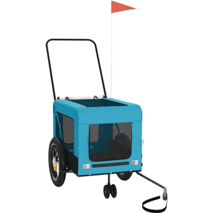 vidaXL Hunde-Transportbox Fahrradanhänger Blau und Schwarz Oxford-Gewebe Eisen, 30 kg Belastbarkeit – Bild 5