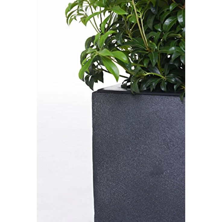 VIVANNO Pflanzkübel Blumenkübel Fiberglas Steinoptik Block Würfel, Anthrazit 40 x 40 x 40 cm – Bild 3