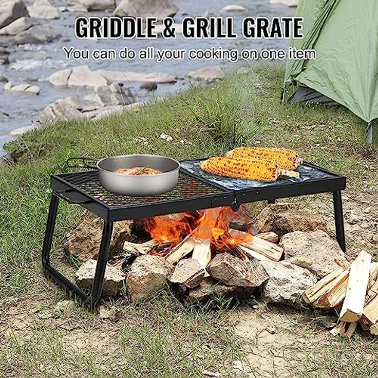 VEVOR BBQ Gills Holzkohlegrill Klappgrill Tischgrill 570 x 285 x 230 mm, 6 kg Belastbar Tragbarer Reisegrill Outdoor Campinggrill 300 ℃, Grillgitter + Grillplatte für Gartenpartys, Picknick, Terasse – Bild 4