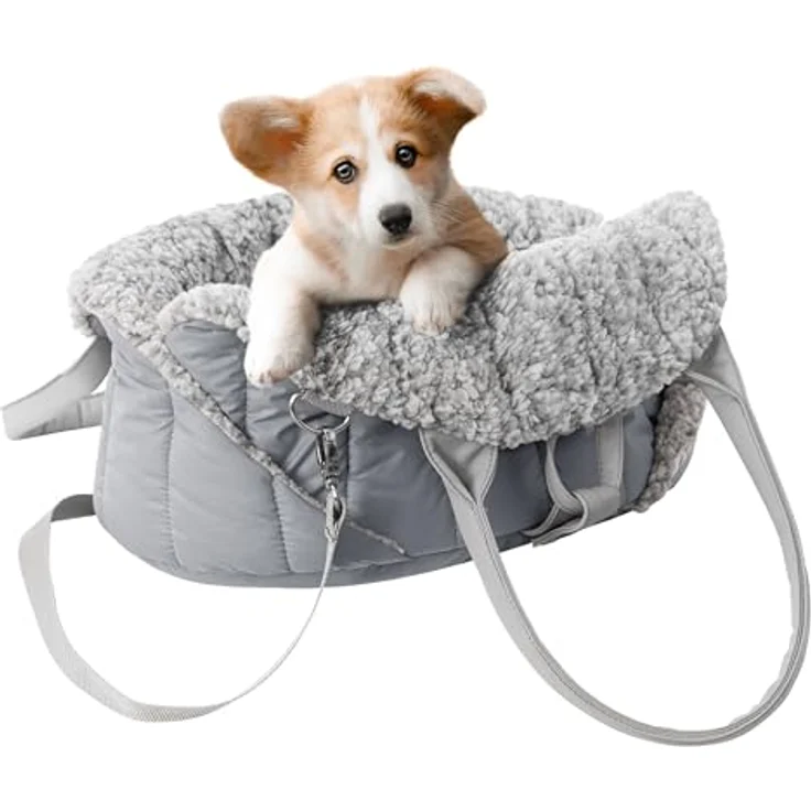 DOGGY Hundetasche, Tragetuch, Tragetasche, Transportbox, Höhenverstellbar, Reise, 38x24x28 cm, Asche – Bild 2