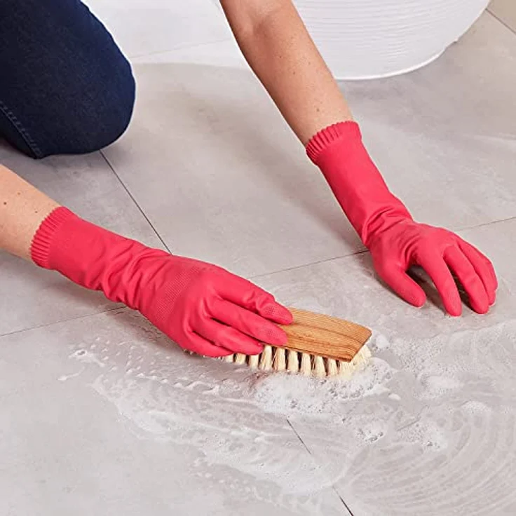Spontex Everyday Haushaltshandschuhe, für angenehmen Tragekomfort und sicheren Halt, mit Baumwollbeflockung, pink, Größe L, 10 x 1 Paar – Bild 6