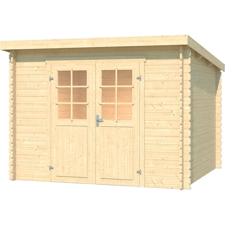 LASITA MAJA Gartenhaus San Jose 230, Blochbohlenhaus 28mm, Naturbelassen, BxT: 295x269 cm, Fundamentmass 2750x2300